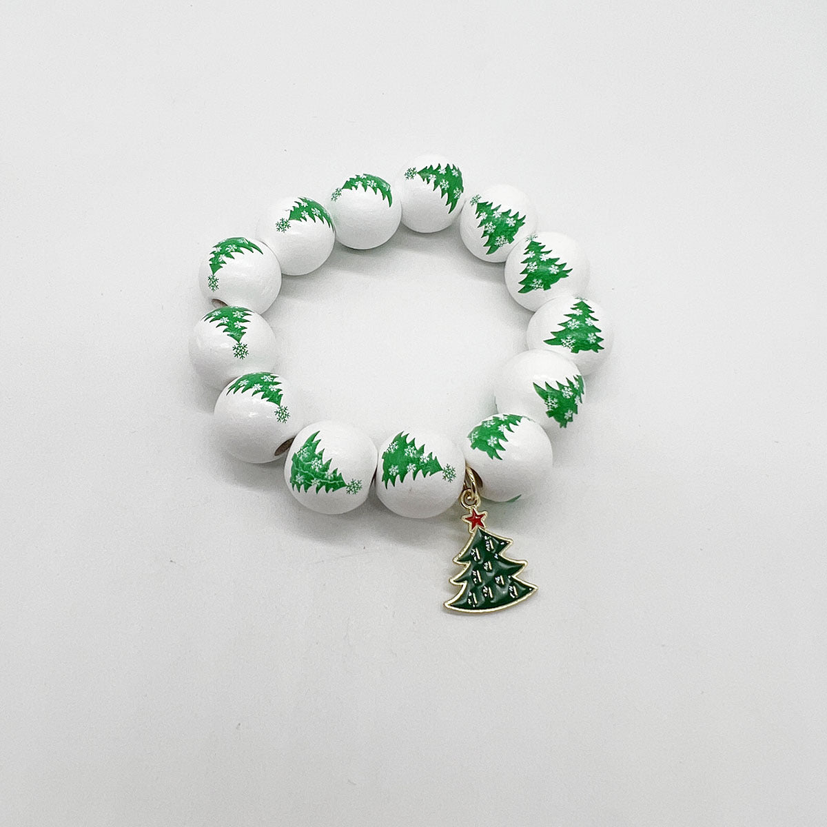 Wholesale Christmas Snowflake Christmas Tree Halloween Orange Wooden Beads Stretch Bracelet ACC-BT-Nanh005
