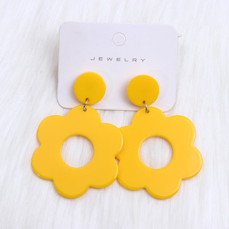 Wholesale Flower Hollow Earrings Earrings Acrylic  Simple Style Sweet and Fresh Earrings
