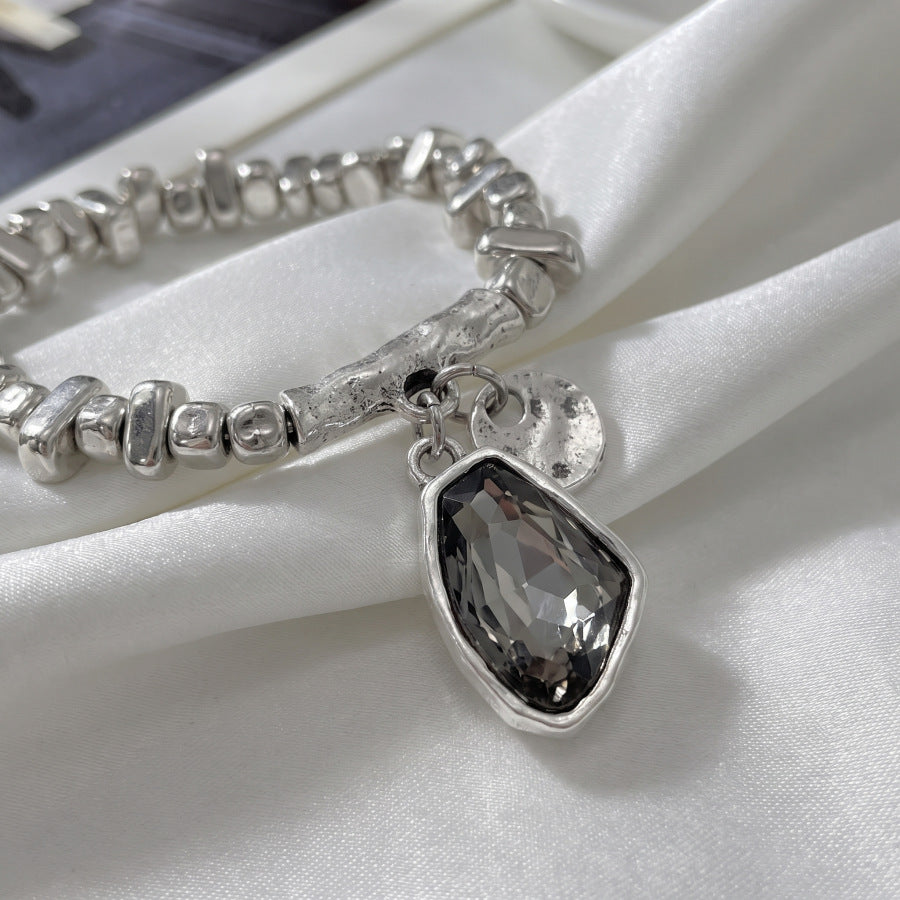 Wholesale Hammered Geometric Bead Pendant Necklace Bracelet Set Trendy Fashion Jewelry Accessory