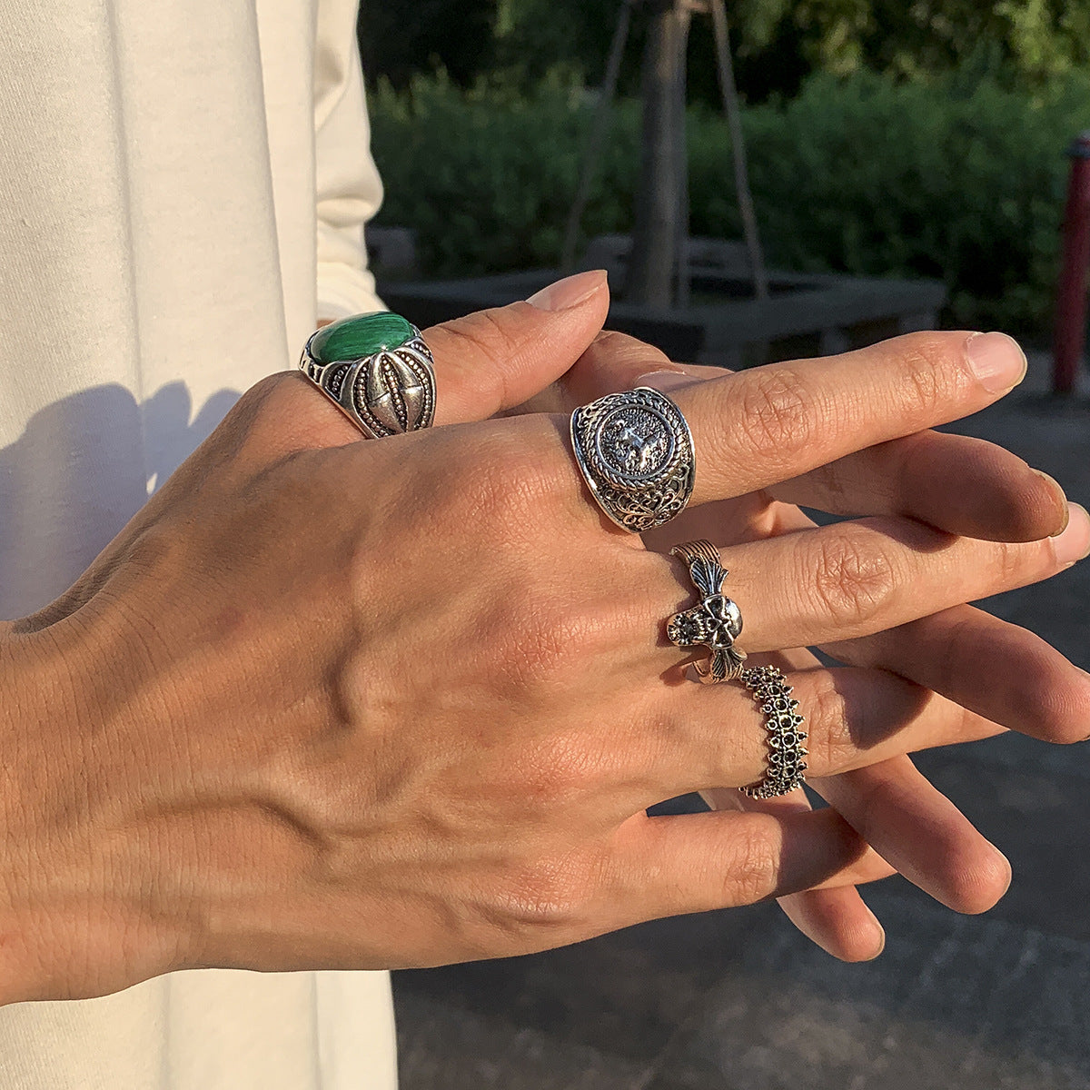 Wholesale Men's Retro Trendy Alloy Ring Set Vintage Ring ACC-RS-Puxin001