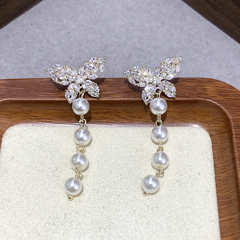 Wholesale S925 silver pin  butterfly earrings