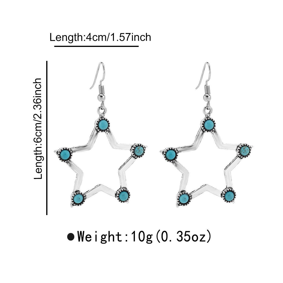 Wholesale Retro Bohemian Geometric Inlay Turquoise Pendant Ethnic Style All-match Earrings