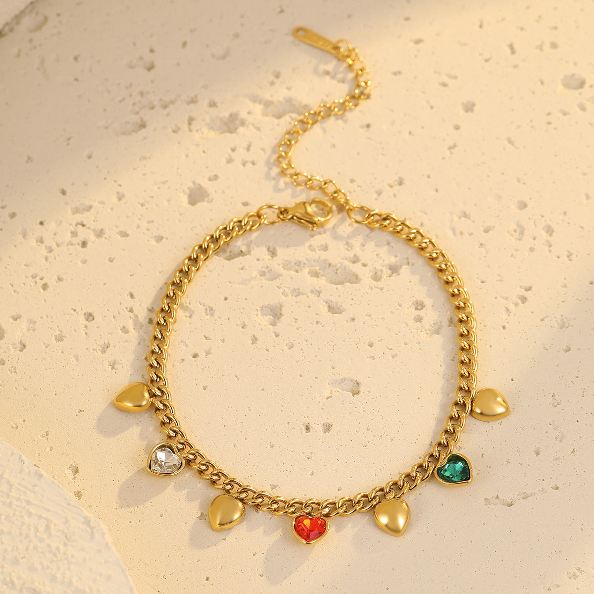 Wholesale stainless steel bracelet color love geometric rhinestone bracelet