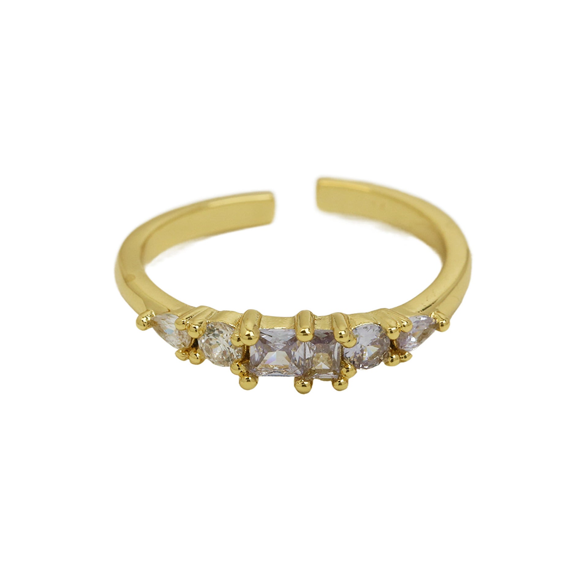 Wholesale 18K Color Zirconium Ladder Square December  Ring