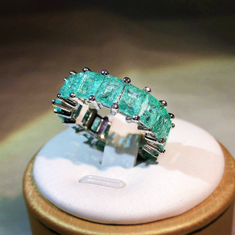 Wholesale  inlaid Paraiba square ring
