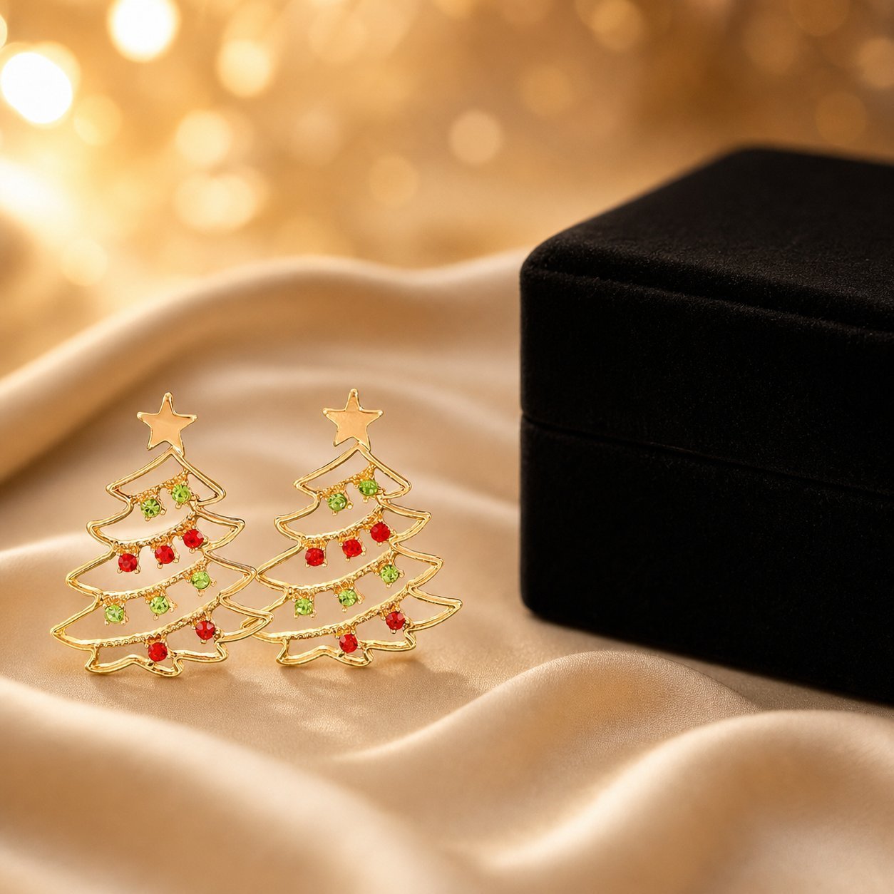 Wholesale Party Rhinestone Christmas Tree Earrings Red White Alloy Fashion Accessory for Resale