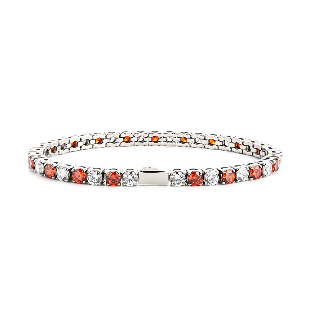 Wholesale Euro-American Hip-Hop Style Stainless Steel Cuban Chain with Red Zircon