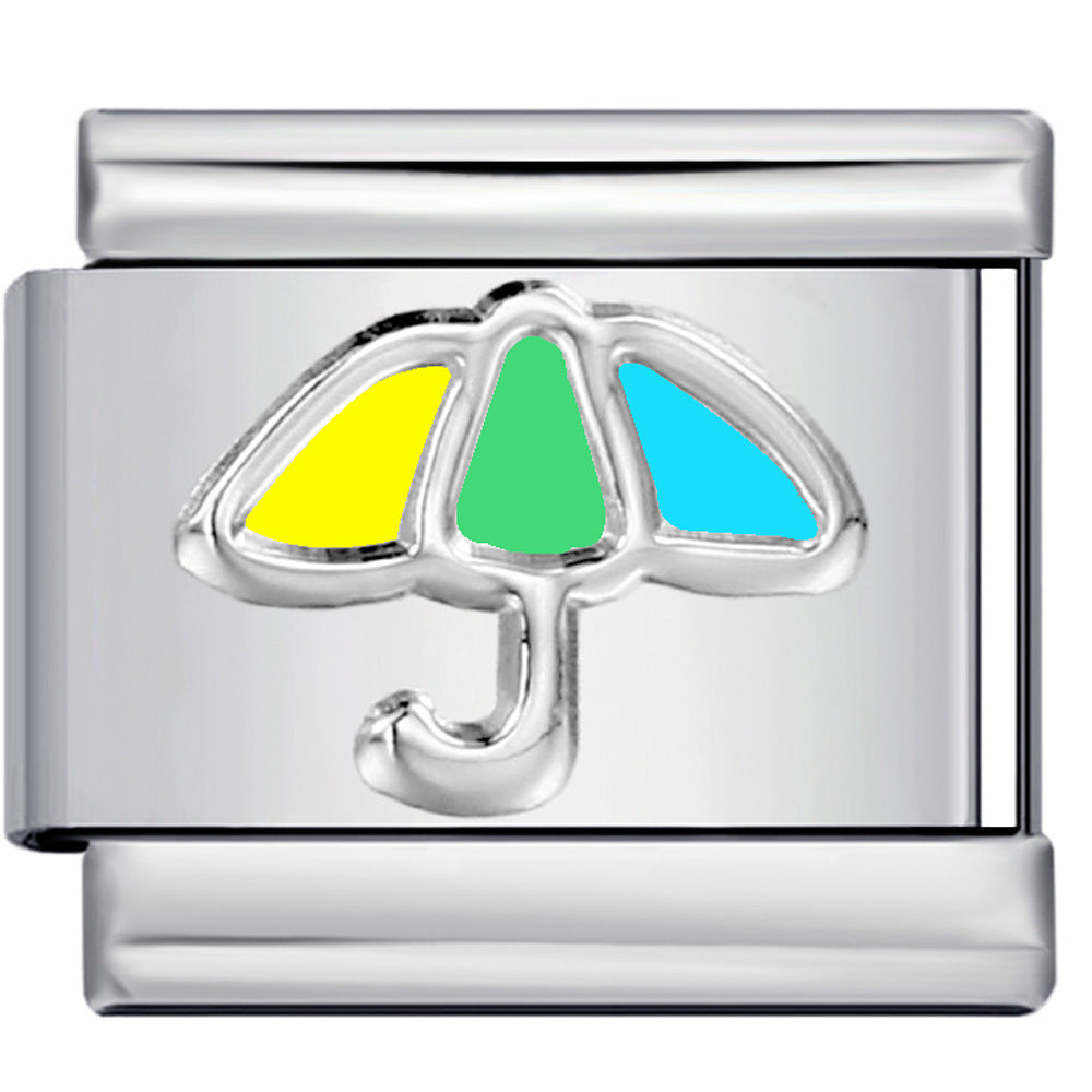 Wholesale  Italian Charm Bracelet 9mm DIY  colorful dripping umbrella  Creative Stainless Steel Composable Bracelet