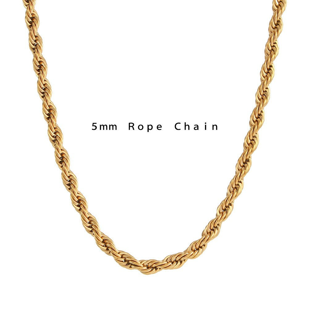 Wholesale Stainless Steel Necklace Plated 18K Twist Chain Necklaces Gold Chain ACC-NE-MengJ008