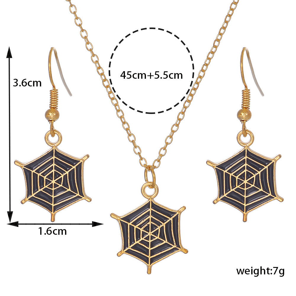 Wholesale Halloween Cartoon Funny Ring Ghost Earrings Necklaces Set ACC-NE-Zhey005