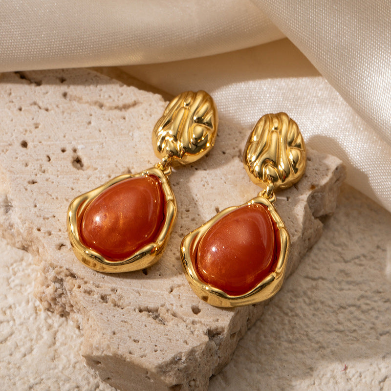 Wholesale Titanium Steel Gold Plated Vintage Drop Earrings for Women Stylish Jewelry Accessory