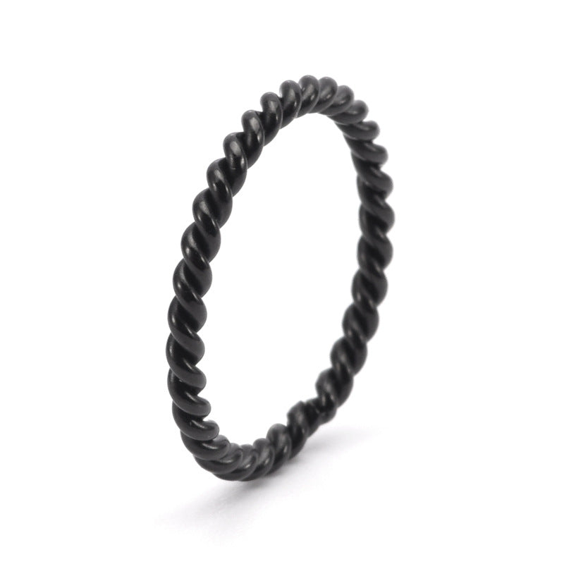 Anello per coppia twist intrecciato in acciaio al titanio all'ingrosso