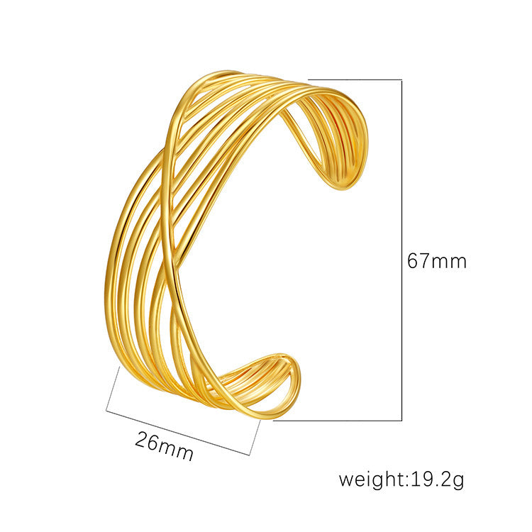 Wholesale Stainless Steel Open C Shape Bangle 18K Gold Plated Fashion Jewelry for Gift Boutique Resale