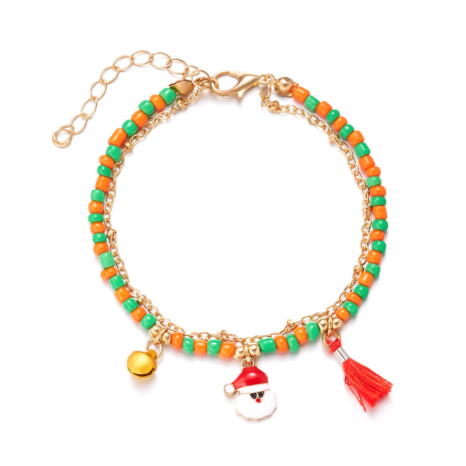 Wholesale Christmas snowman bell tassel double-layer bracelet