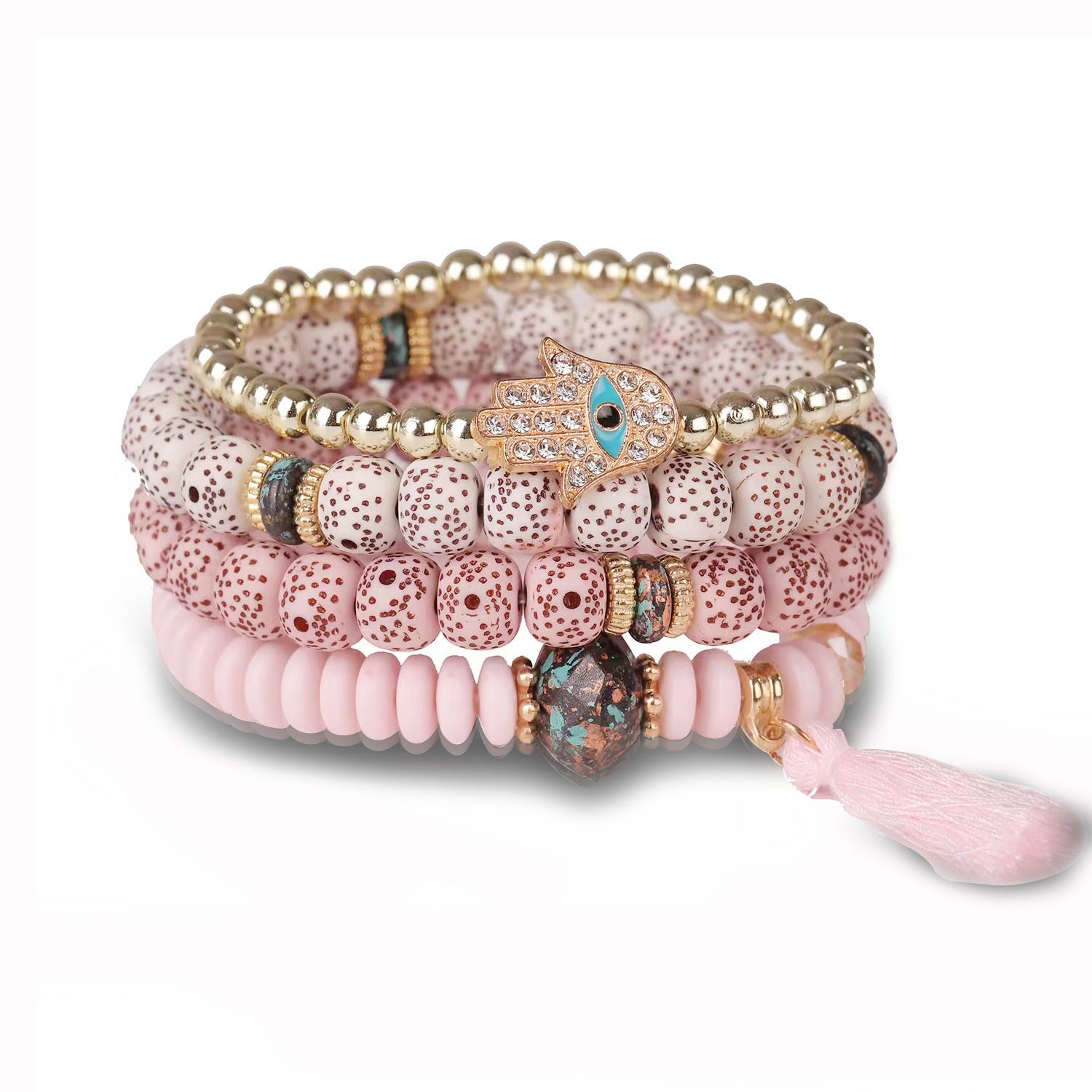 Wholesale Bohemian Evil Eye Palm Multilayer Beaded Bracelet ACC-BT-NaiHong001