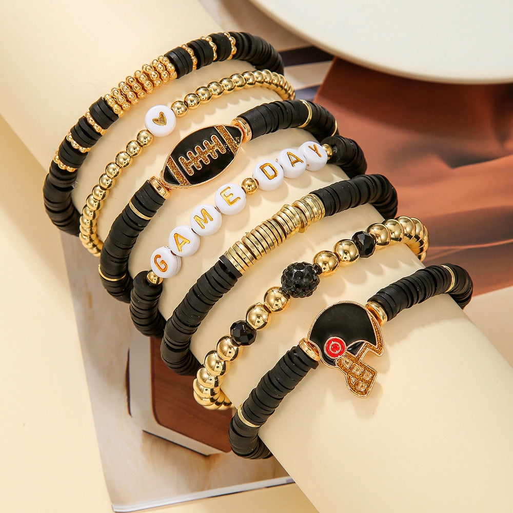 Wholesale rugby bracelet set  sporty and unique letter bracelet