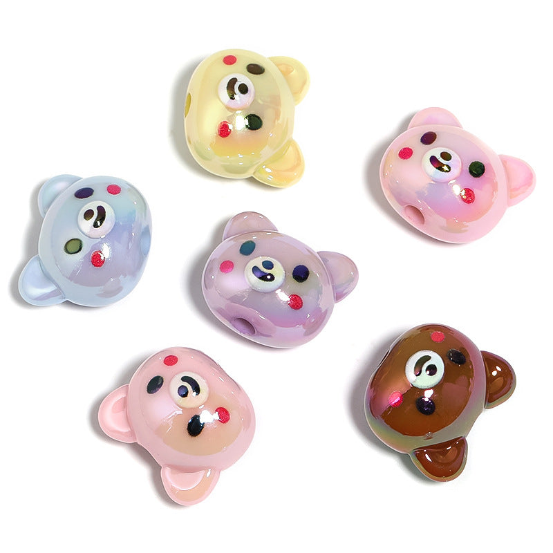 Wholesale 50pcs Acrylic Cute Bear Beads Cartoon Animal Vertical Hole Beads Diy Accessories ACC-BDS-BLG121