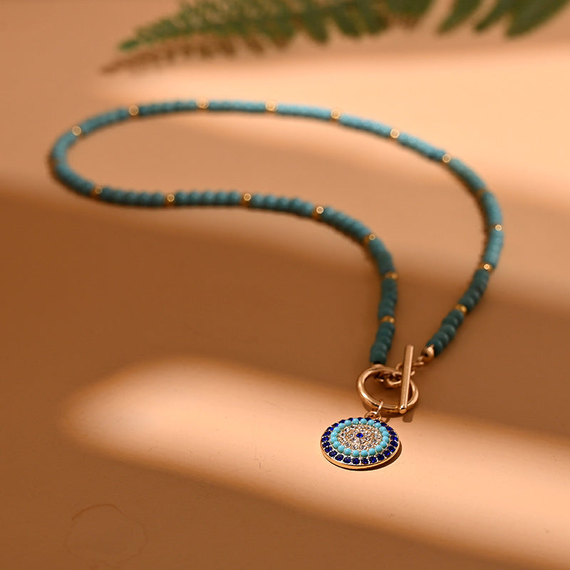 Wholesale Evil Eye Turquoise Beaded Necklace Retro Chic Fashion Jewelry Accessory