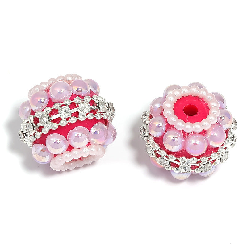 Wholesale 5pcs Heavy Color Pearl Diamond Ball Beaded Rhinestone Chain Full Diamond Beads Diy Accessories ACC-BDS-BLG093