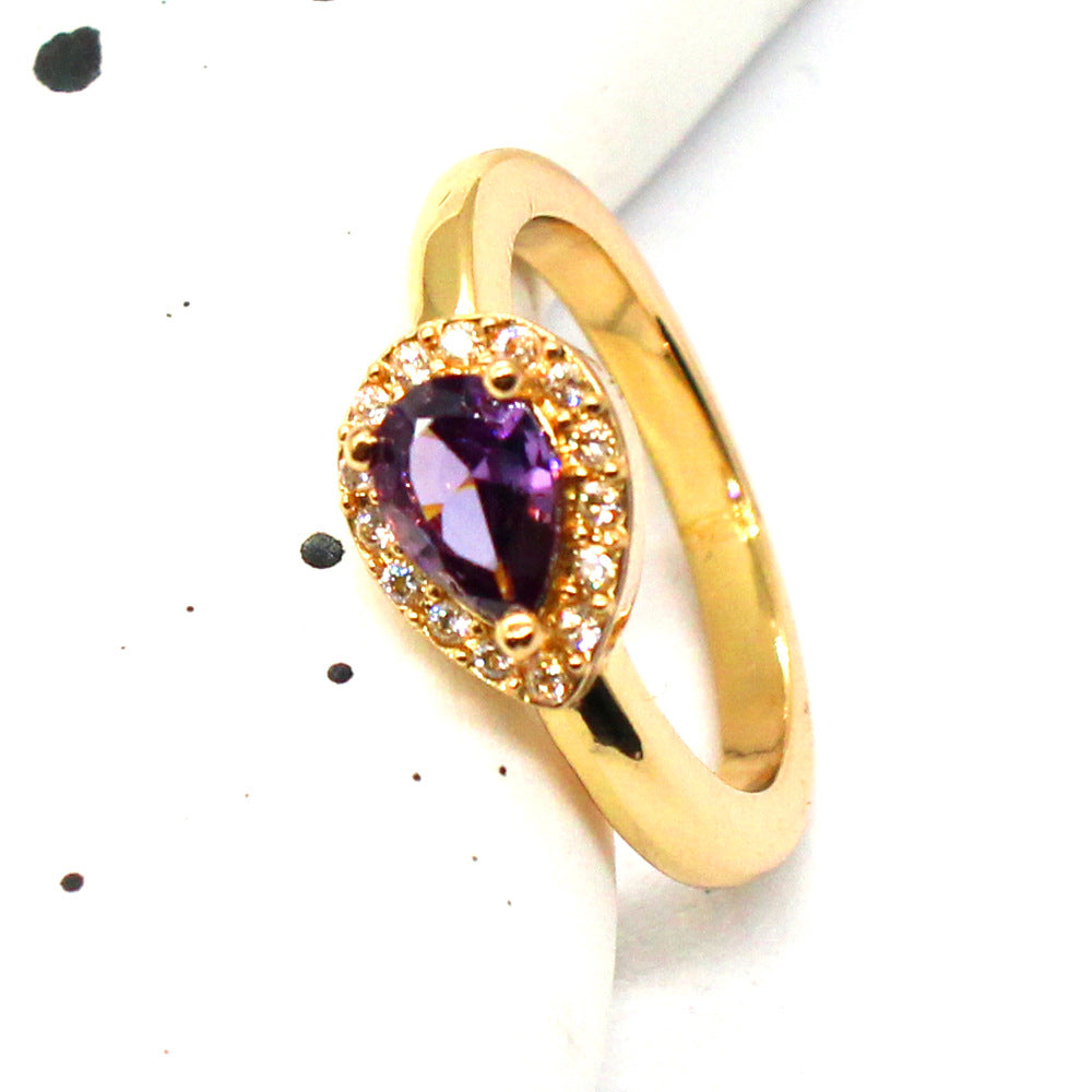 Wholesale Stainless Steel Purple Geometric Ring Electroplated Jewelry Accessory for Resale