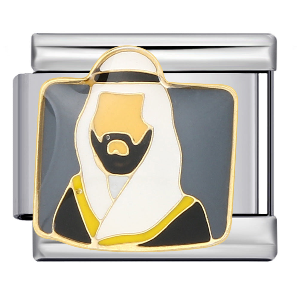 Wholesale Italian Charm Bracelet 9mm DIY Splicing Removable Arabic Culture Stainless Steel Composable Bracelet