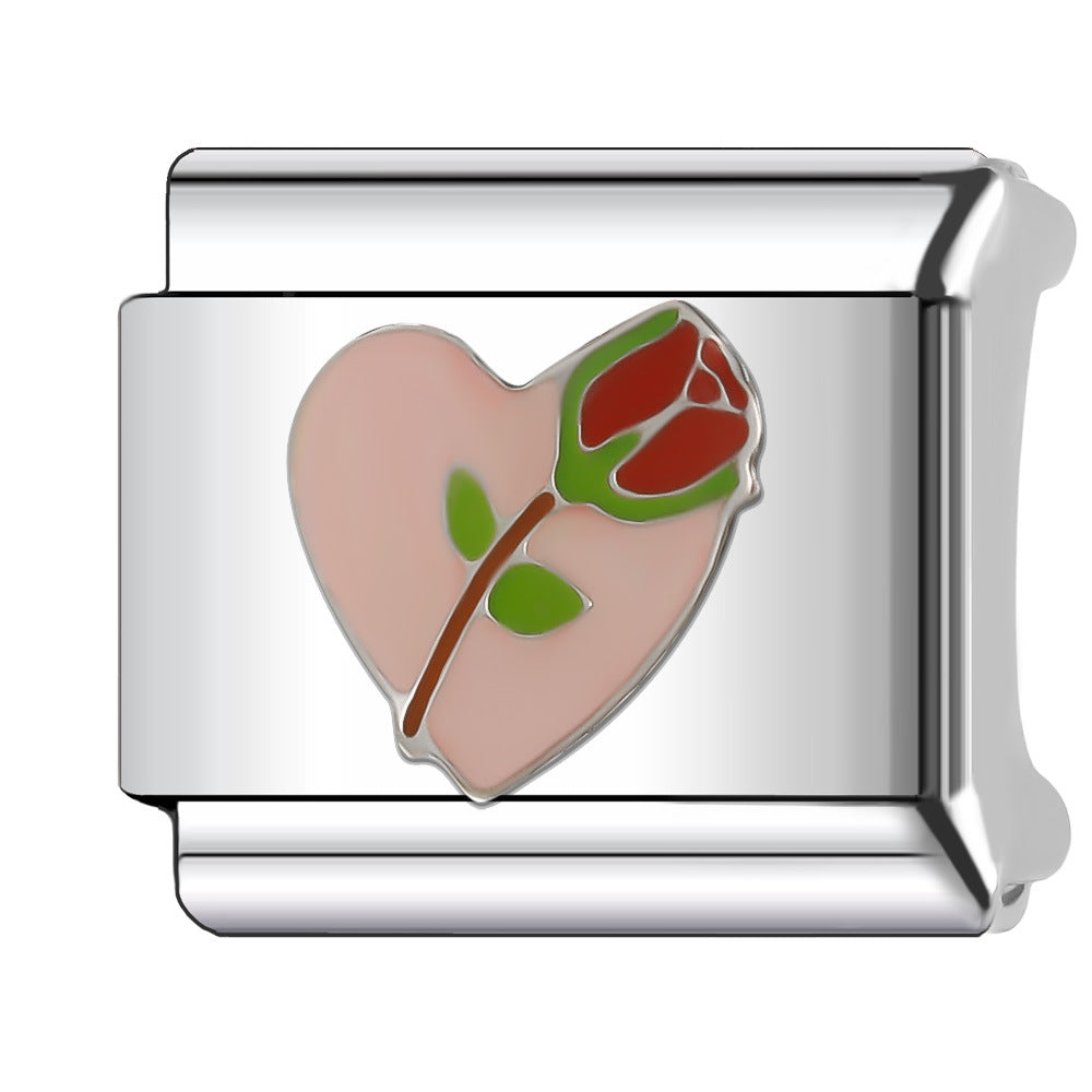 Wholesale Italian Charm Bracelet 9mm DIY Splicing Plant and Flower Series Stainless Steel Composable Bracelet