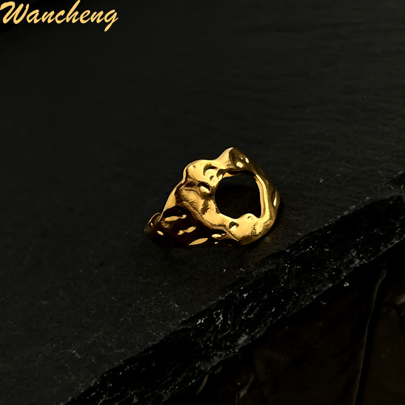 Wholesale Stainless Steel Ring 18K Gold Hollow Opening Adjustable Rings ACC-RS-WanCh004