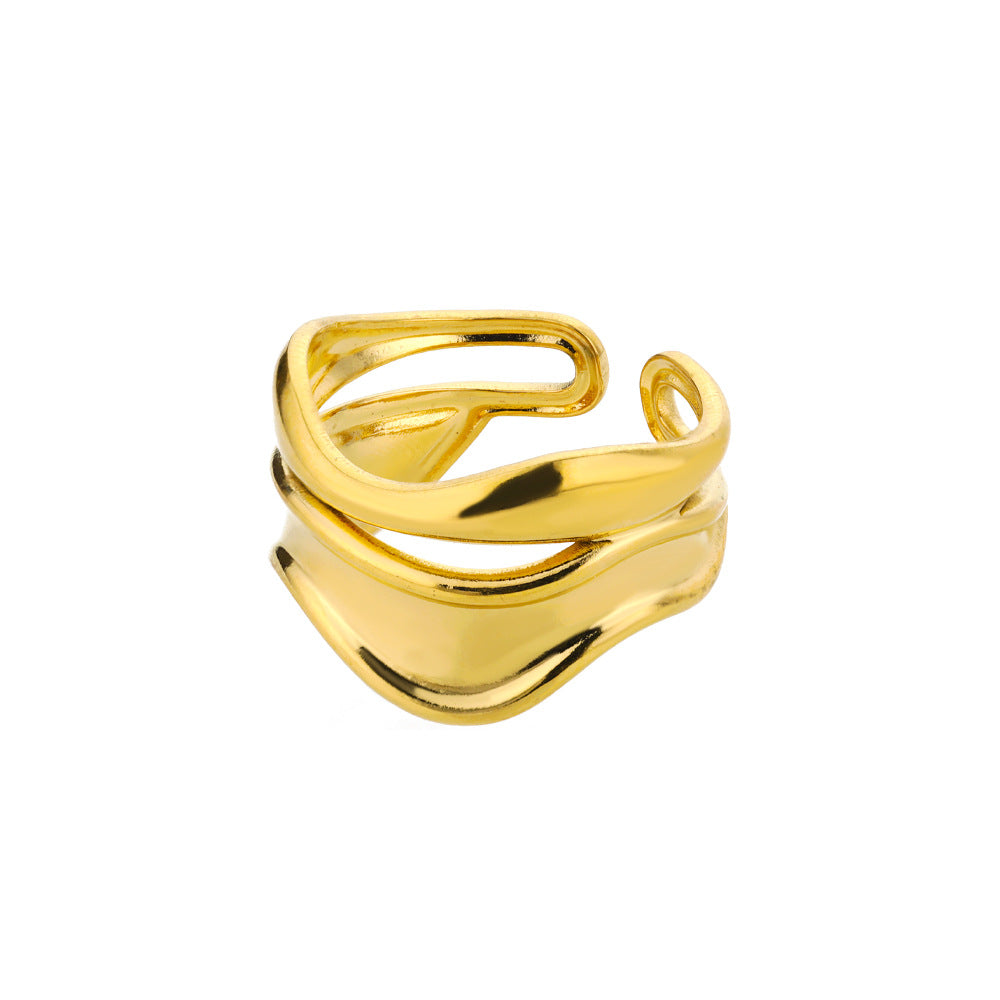 Wholesale  Light Luxury Stainless Steel 18k Gold Plated Ring