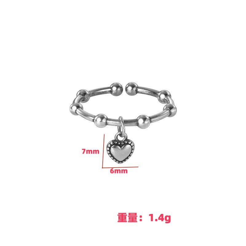 Wholesale  Irregular Plain Circle Heart Pendant Ring Opening Adjustable  Ring