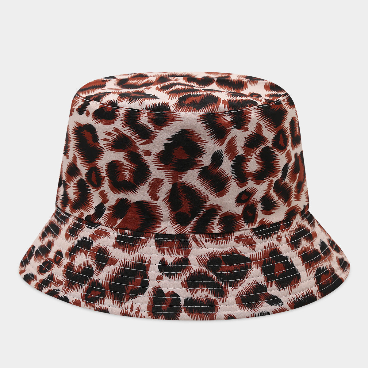 Wholesale  Leopard Pattern Double-sided Basin Hat Fisherman Hat Bucket Hat