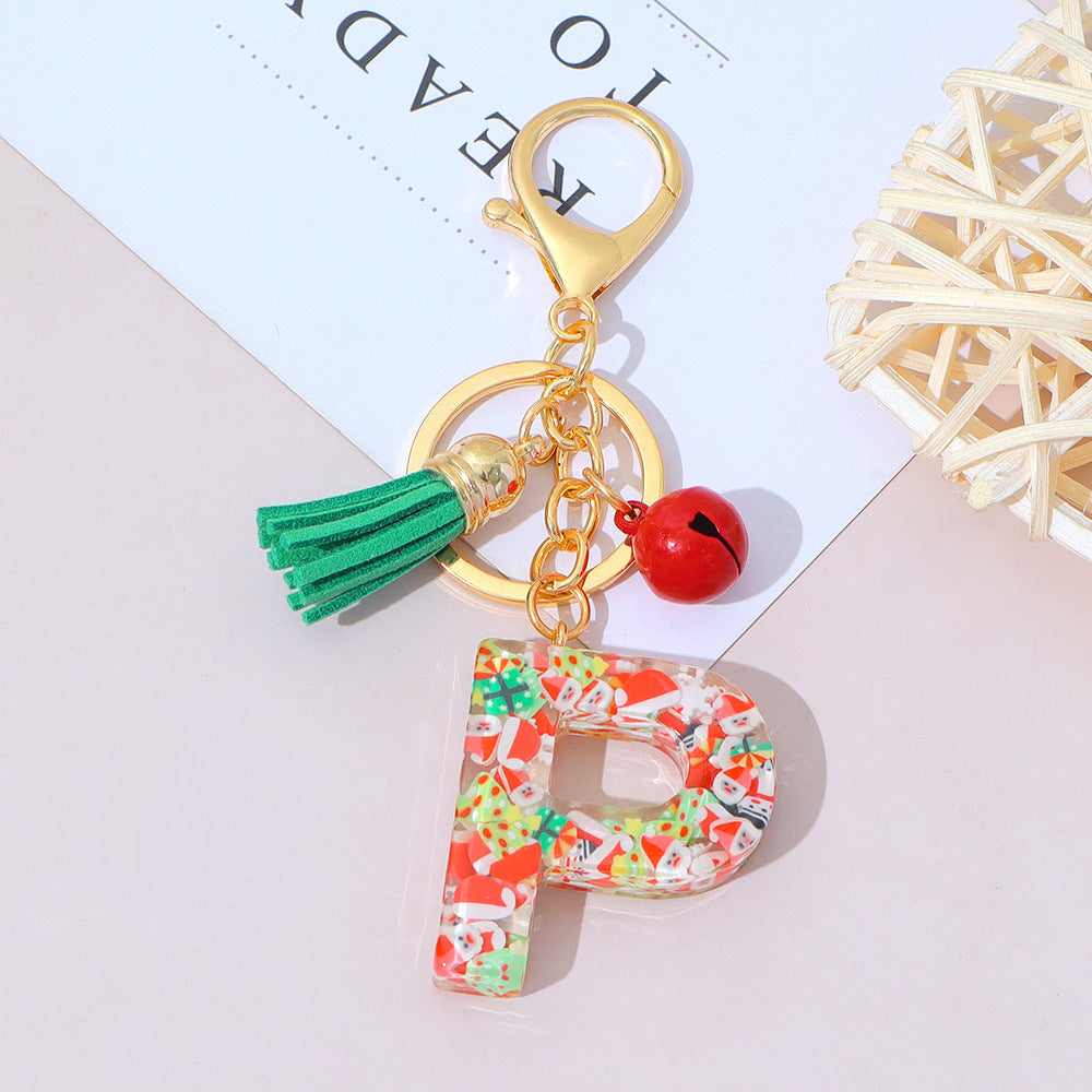 Wholesale Resin English Letter Keychain with Tassel Festive Holiday Party Bag Charm