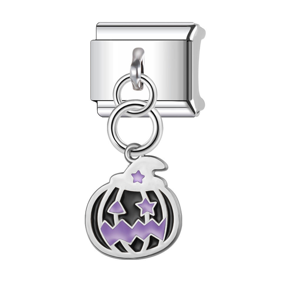 Wholesale Italian Charm Bracelet 9mm DIY Splicing Stainless Steel Halloween Pumpkin Series Composable Bracelet