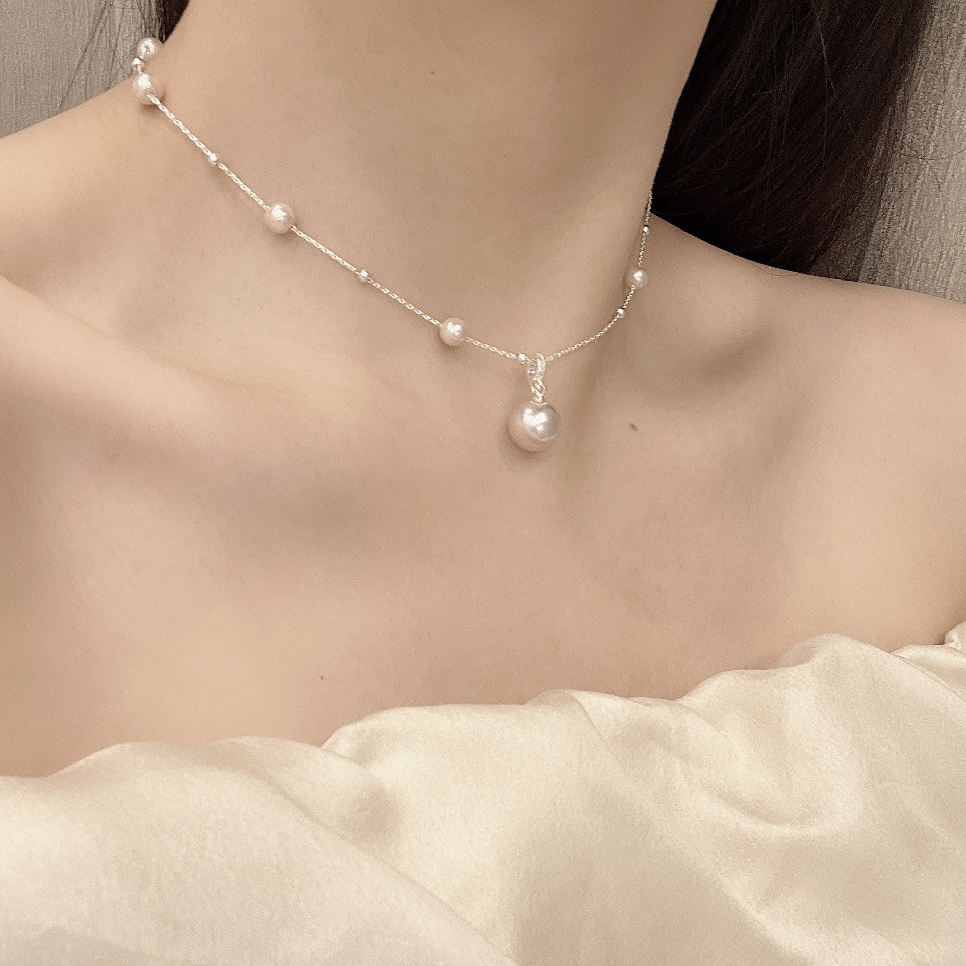 Wholesale  Small Pearl Chain Necklace