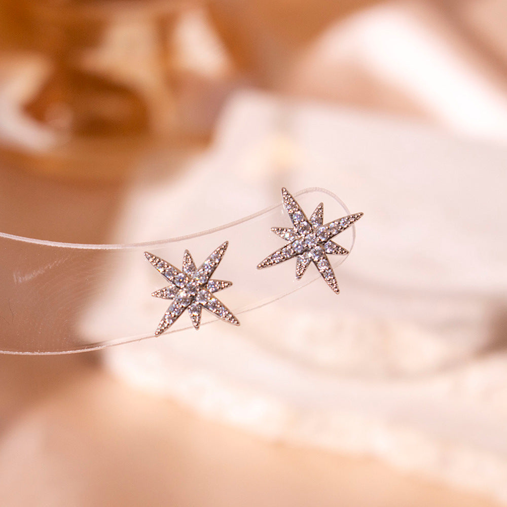 Wholesale Real Gold Electroplated Zircon Bamang Star Earrings
