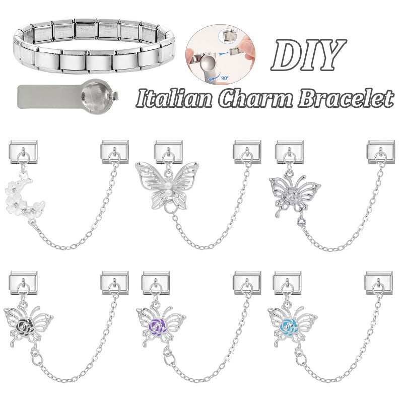 Wholesale Italian Charm Bracelet 9mm DIY Splicing Double Charm Chain Stainless Steel Composable Bracelet