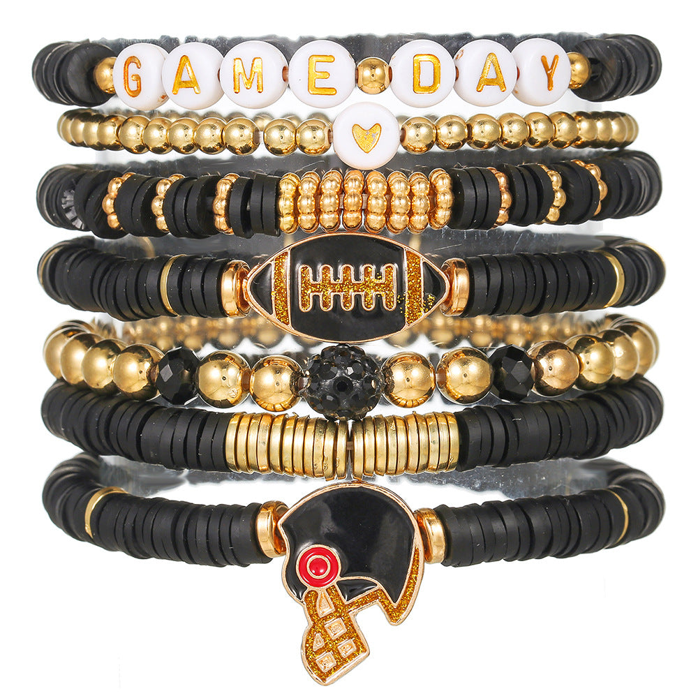 Wholesale rugby bracelet set  sporty and unique letter bracelet