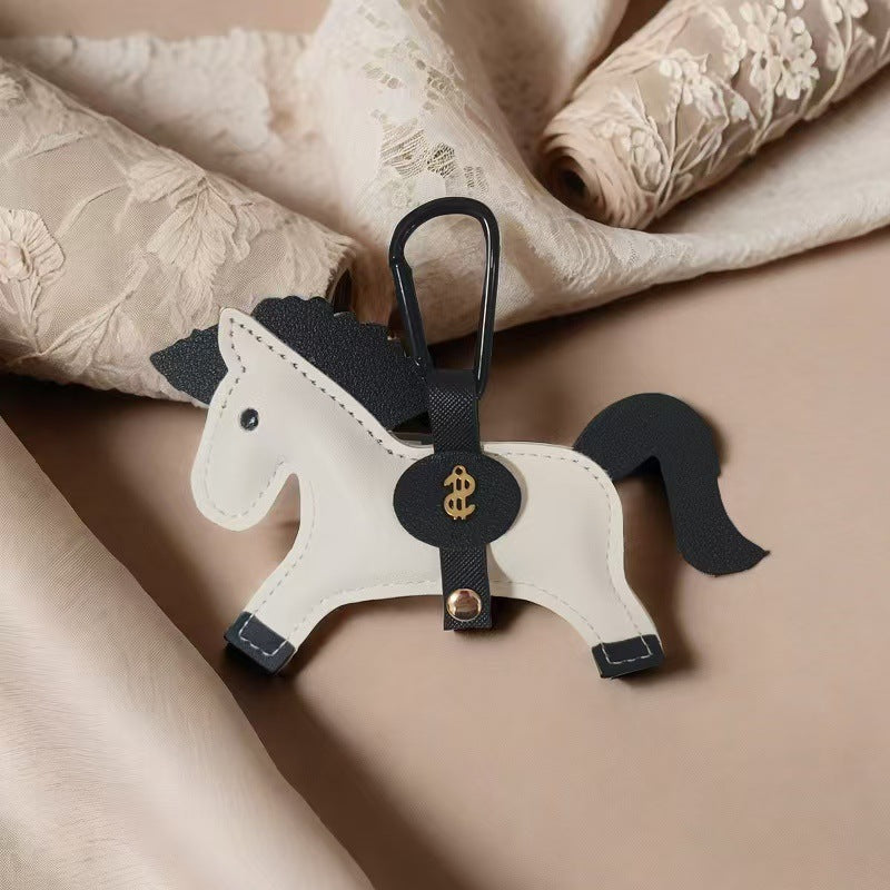 Wholesale Creative Horse Shape Leather Keychain Bag Charm Burgundy For Car Keys And Housewarming Gift