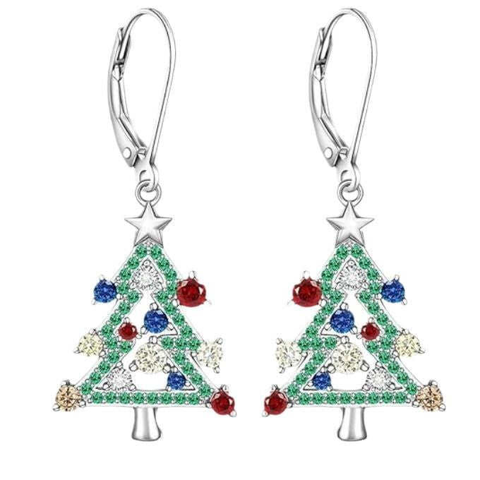 Wholesale Color Christmas Tree Diamond Earrings Necklace Bracelet suit