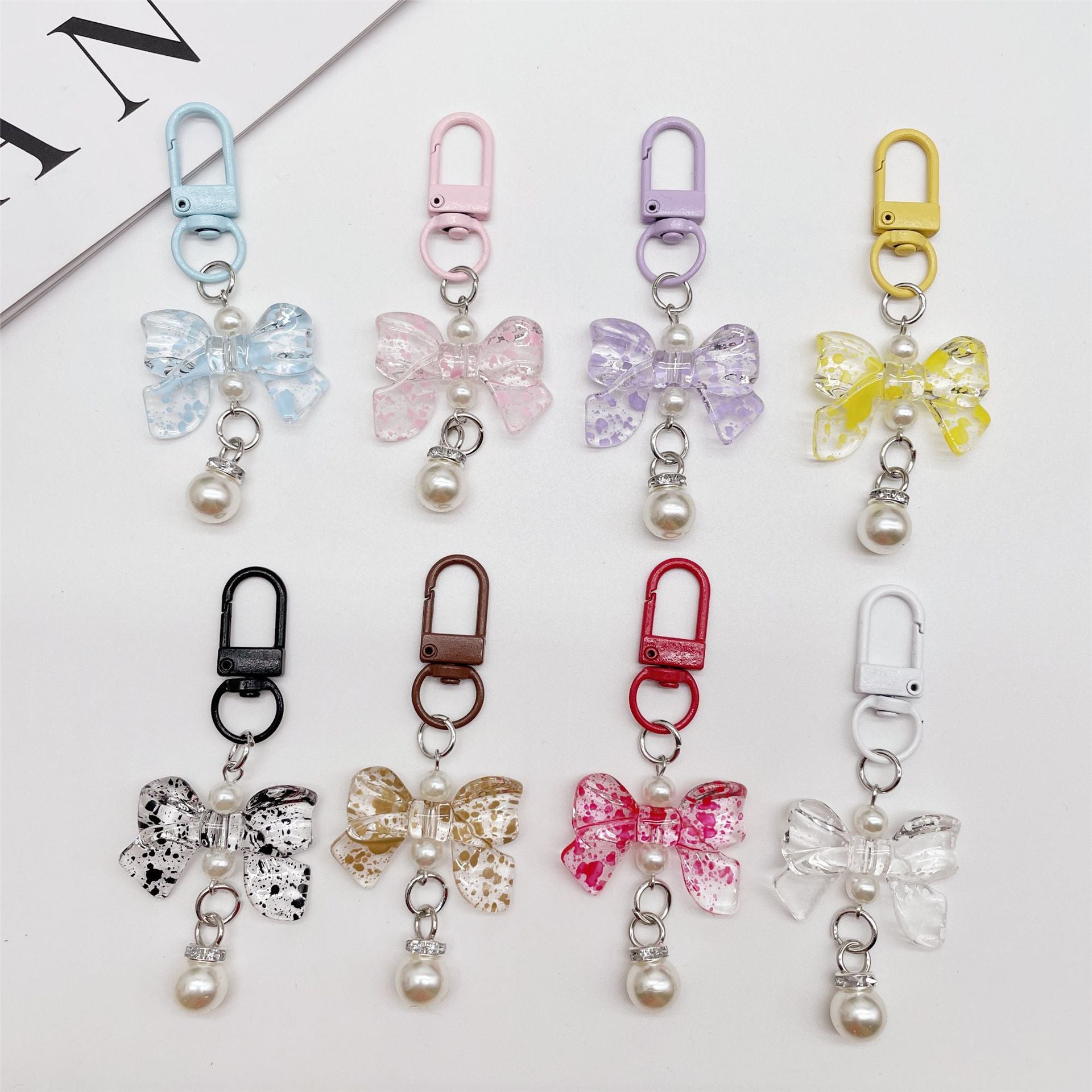 Wholesale Candy Colored Bowknot Texture Keychain Bag Charm Phone Accessory Gift