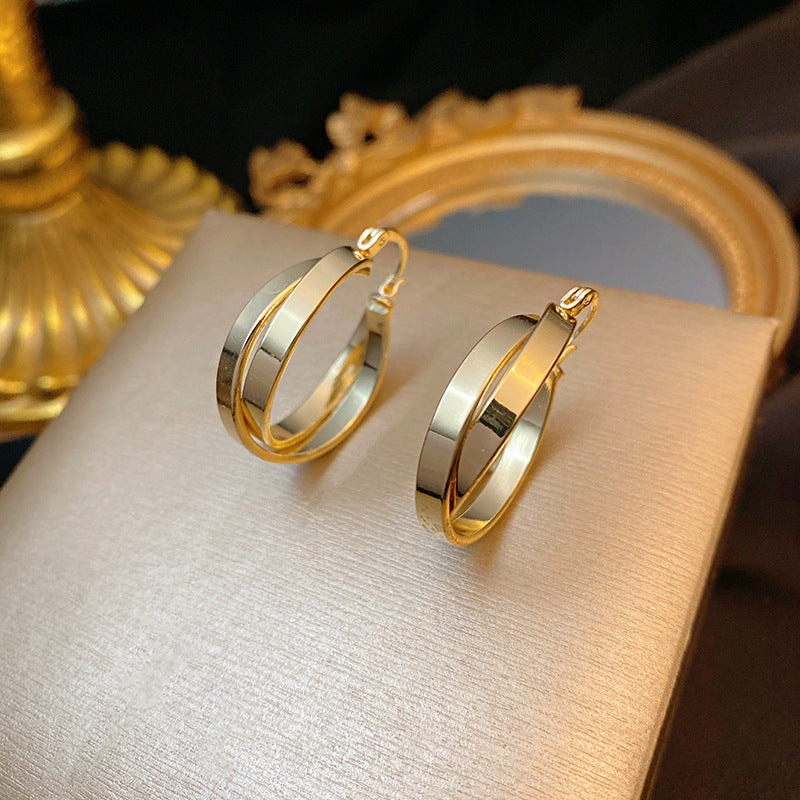 Wholesale 925 silver needle exaggerated geometric metal earrings