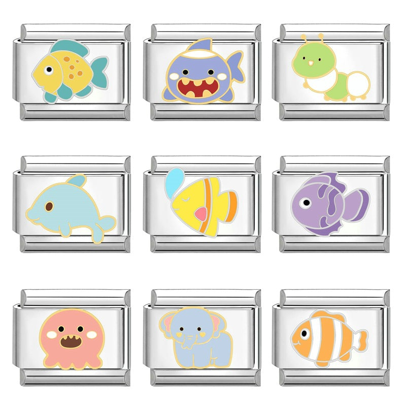 Wholesale Italian modular creative cute Charms animal cartoon DIY jewelry craft bracelet accessories