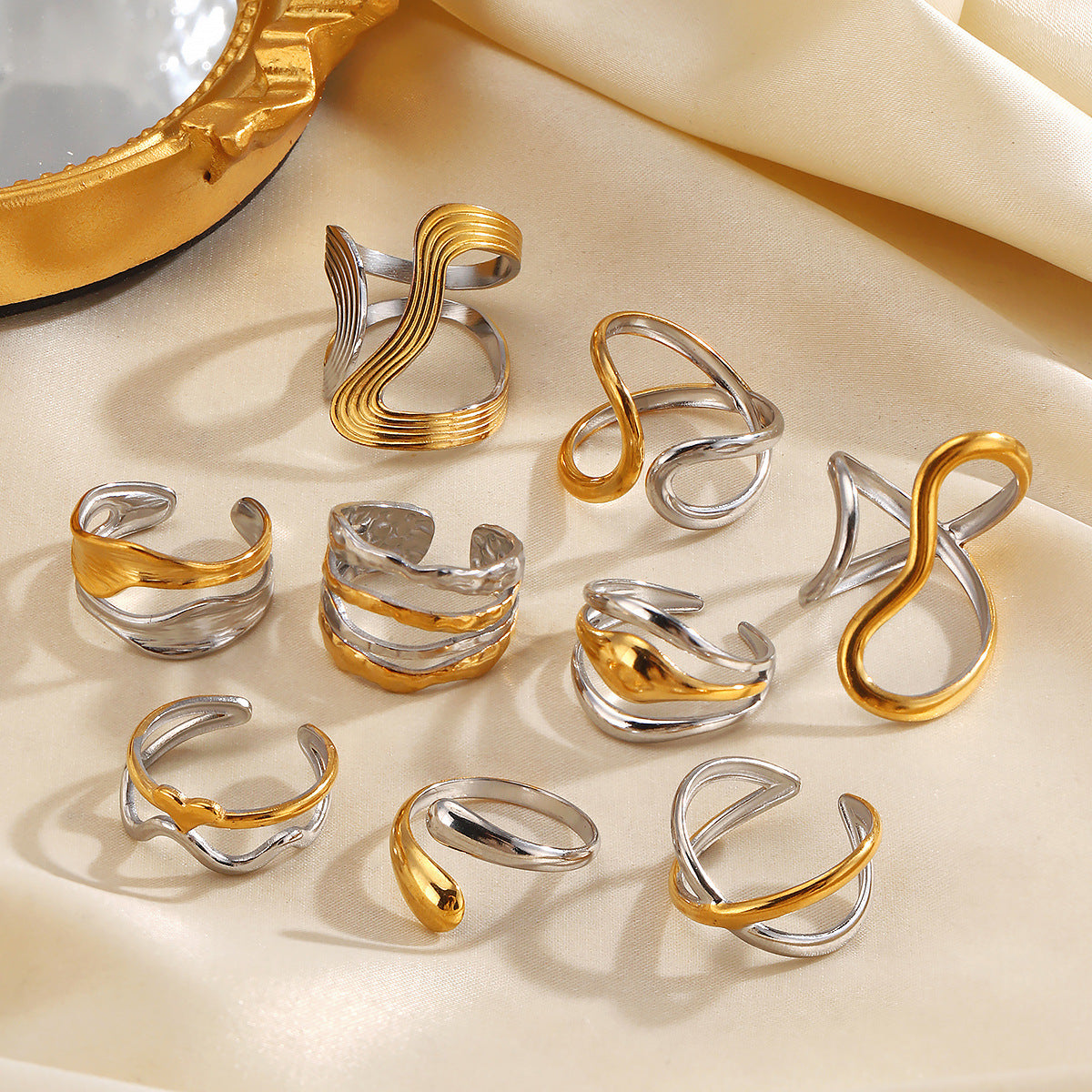 Wholesale Stainless Steel Contrast Color Ring for Women Fashion Accessory Everyday Wear