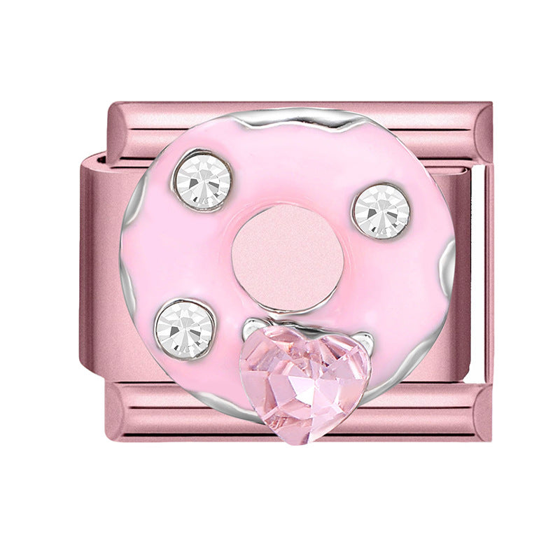 Wholesale 9mm Italian Charm Starter Bracelets pink series  DIY  Single Section Creative Stainless Steel Composable Bracelet