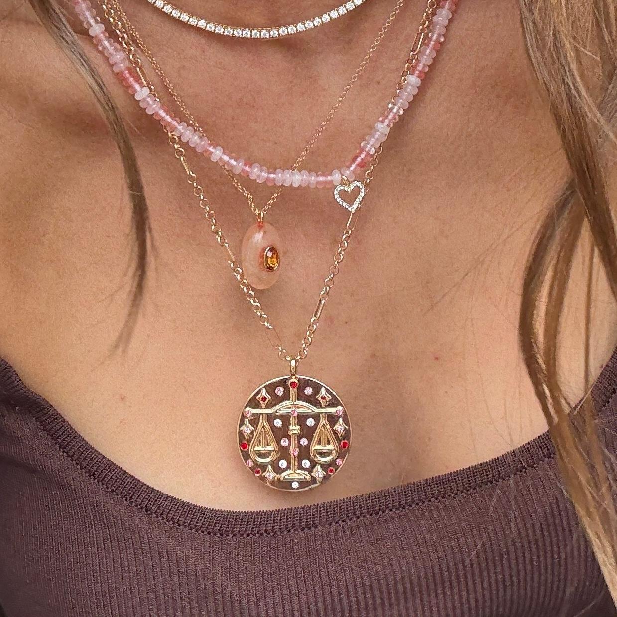 Wholesale Round 12 Zodiac Signs Full Diamond Coin 12 Zodiac Signs Necklace