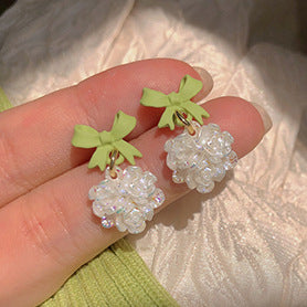 Wholesale Versatile Summer Fresh Green Floral Stud Earrings