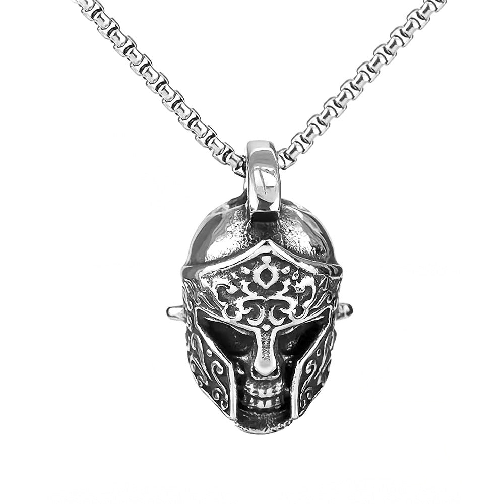 Wholesale Stainless Steel Mens Warrior Helmet Pendant Necklace