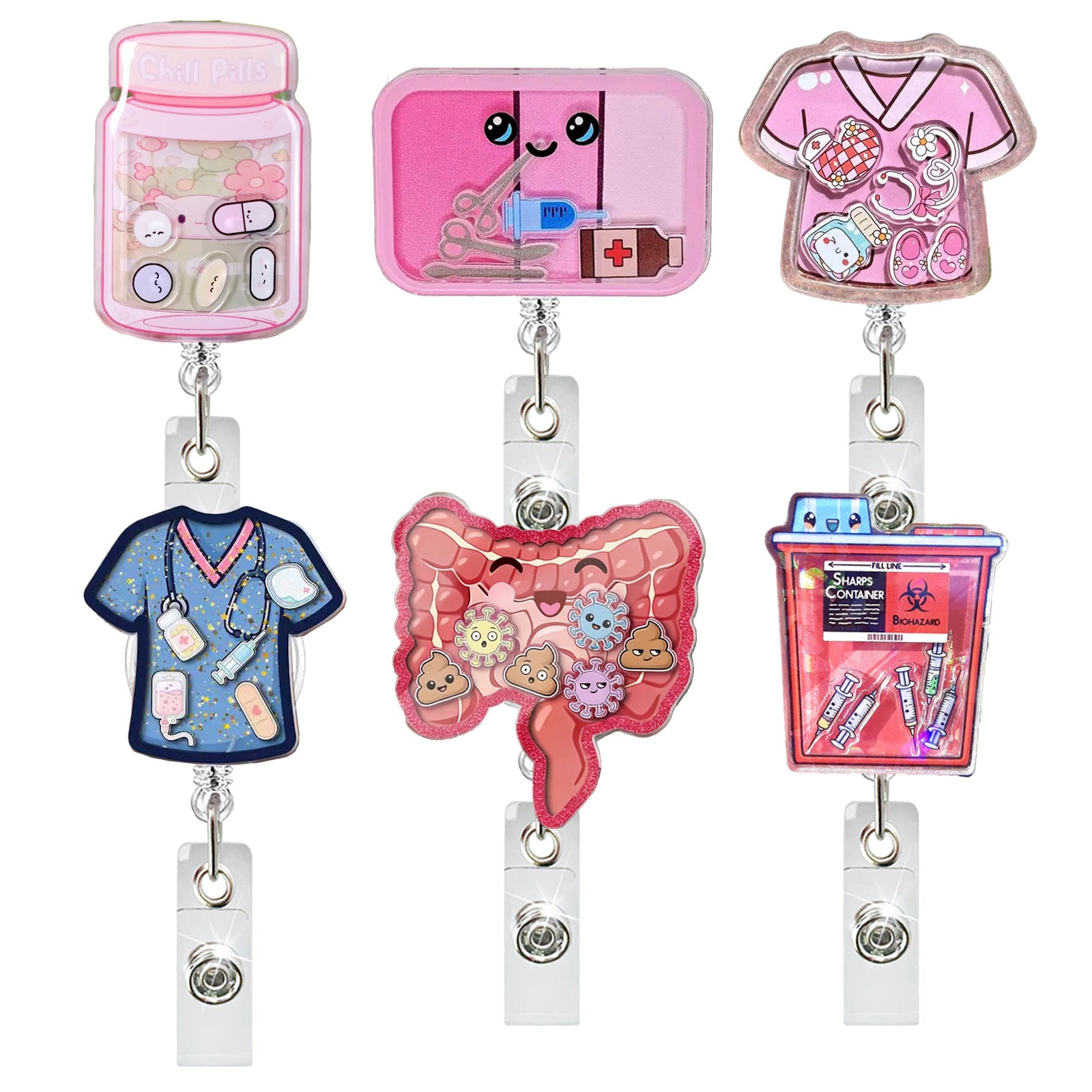 Wholesale Acrylic Medical-Themed Retractable Badge Reel for Medical Students Fashion Accessory