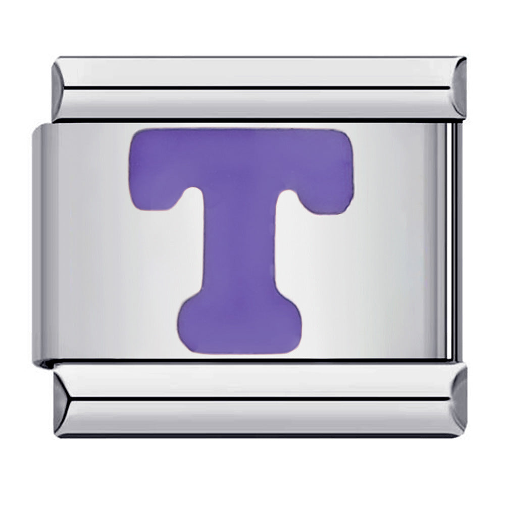 Wholesale Italian Charm Bracelet 9mm DIY Splicing Removable Purple English Letters Stainless Steel Composable Bracelet