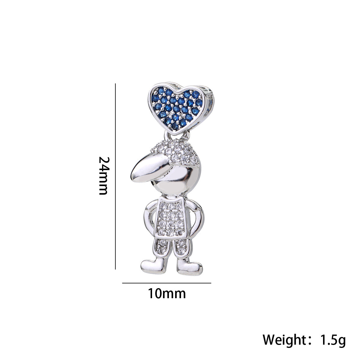 Wholesale Cute Love Heart Girl Pendant Gold Plated Brass Zircon Chic Necklace Accessory For Women