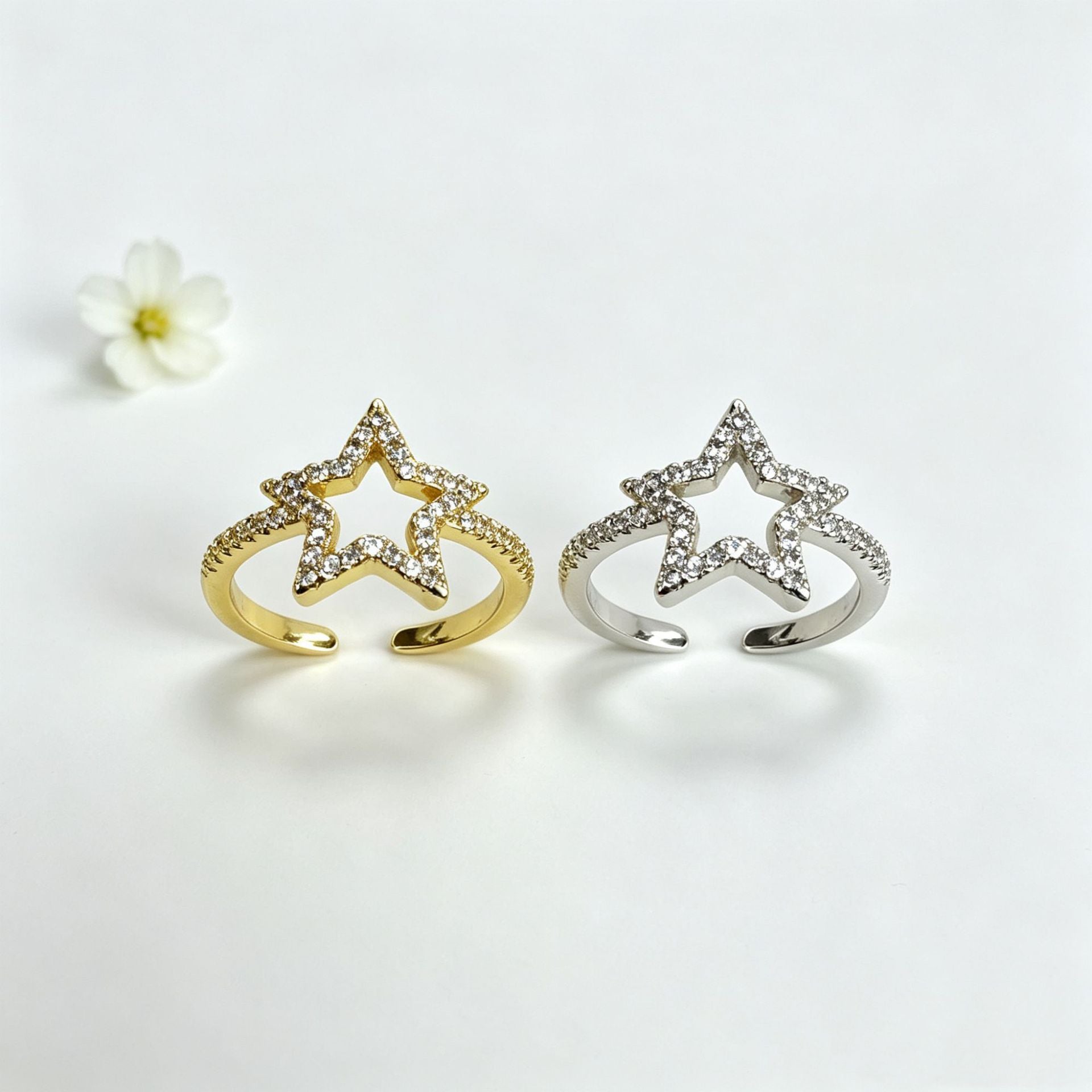 Wholesale 18K Gold Plated Brass Star Open Ring Chic Adjustable Women S Jewelry Accessory For Everyday Wear Gift
